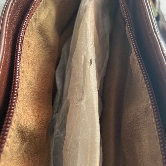 NWT Liz Claiborne Shoulder Caramel Brown Leather Satchel Purses - Picture 6 of 7